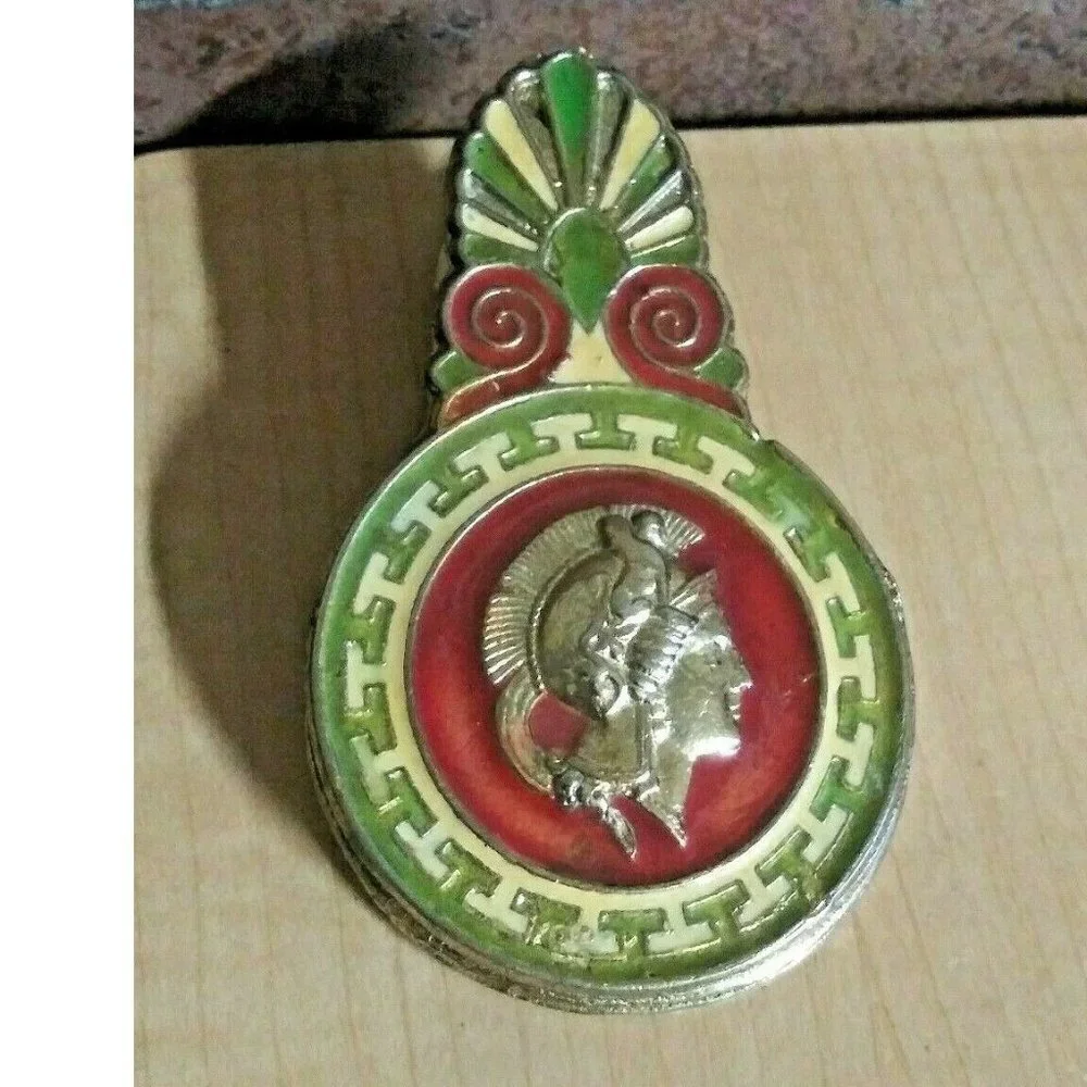 Cloisonne Paper Clip Vintage Enamel Alexander the Great Brass-tone Metal EUC